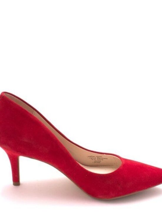 Alfani Jeules Red Faux Suede Pointed Toe Heels Womens Size 7 Medium - Picture 1 of 16